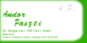 andor paszti business card